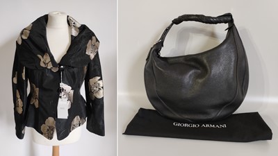 Lot 1045 - An Armani Collezioni Black and Silver Floral...