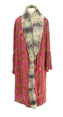 Lot 2136 - Circa 1930s Pink Silk Chiffon and Cut Velvet...