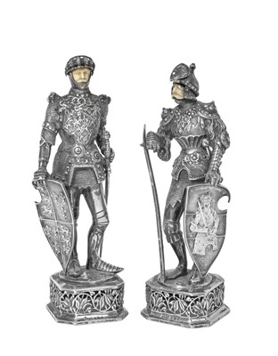 Lot 2229 - A Pair of German Silver and Ivory Figures