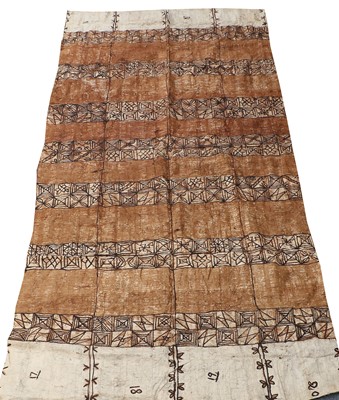 Lot 249 - A Large Tongan Tapa (Bark) Cloth, the cream...