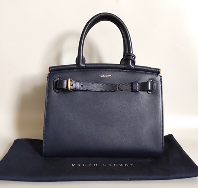 Lot Ralph Lauren Navy Leather RL50 Bag designed to...