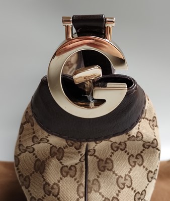 Lot A Gucci Monogram Canvas Hobo Shoulder Bag with...