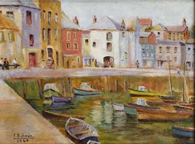 Lot 1159 - F Echauz (20th Century) Harbour scene with...