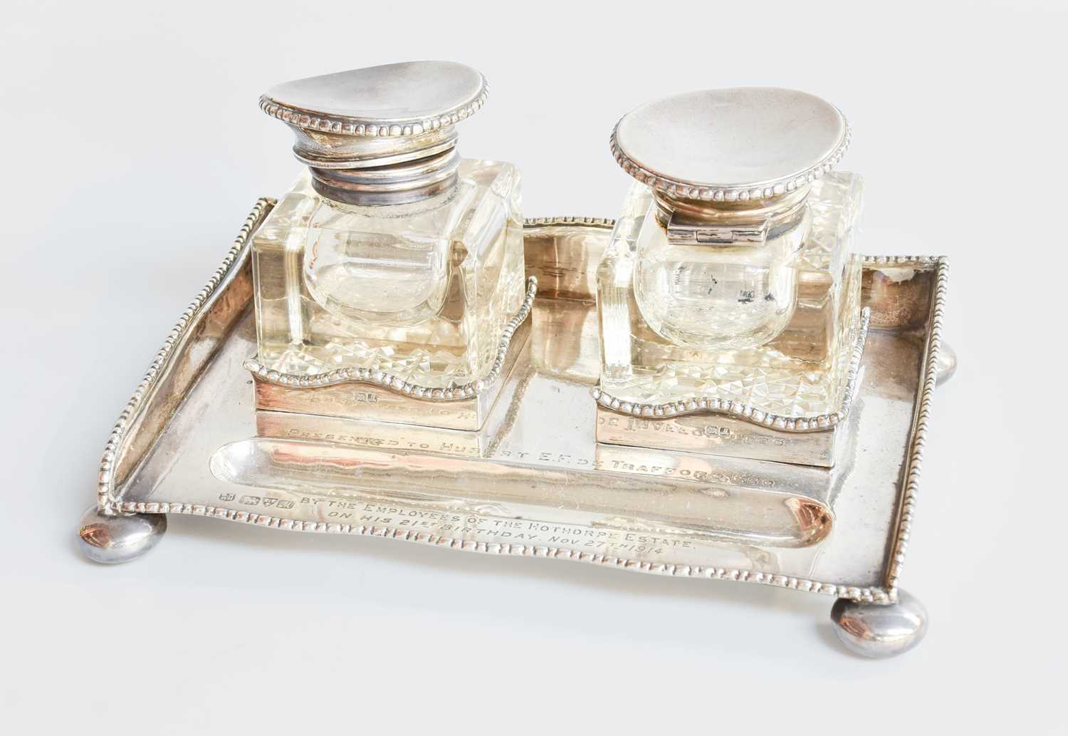 Lot 28 - A George V Silver Inkstand, by Nathan and...