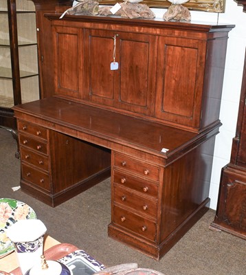 Lot 1251 - A Victorian Mahogany Twin Pedestal Desk, with...