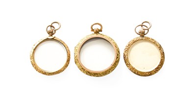 Lot 428 - Two 9 Carat Gold Lockets, of circular scroll...