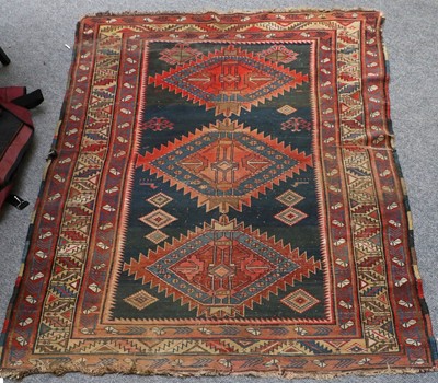 Lot 1110 - Shirvan Rug, the field with three serrated...