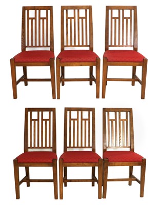 Lot 1417 - Six Modern Cherrywood High Backed Dining Chairs