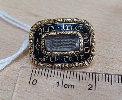 Lot 2153 - An 18 Carat Gold Enamel Mourning Ring and An...
