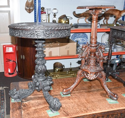 Lot 1272 - A Burmese Carved Tripod Table, 53cm by 73cm