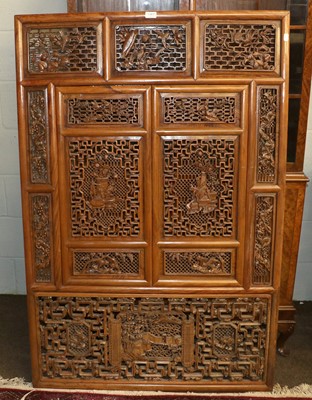 Lot 1267 - A 20th Century Chinese Fruitwood Window, with...