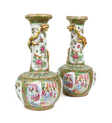 Lot 128 - A Pair of Cantonese Porcelain Vases, 19th...