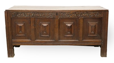 Lot 1431 - A Late 17th Century Joined Oak Chest,...