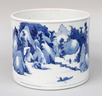 Lot 258 - A Chinese Porcelain Brush Pot, Kangxi style,...