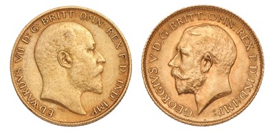 Lot 184 - 2x Half Sovereigns, comprising; Edward VII...