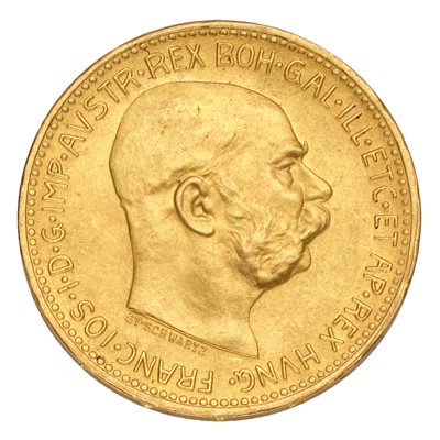 Lot 245 - Austria, 20 Corona 1915 Restrike; (.900 gold,...