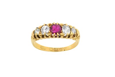 Lot 2047 - An 18 Carat Gold Ruby and Diamond Five Stone...