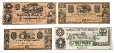 Lot 439 - 4x Pre-Civil War USA Banknotes, comprising;...