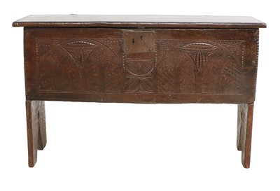 Lot 723 - A 17th Century Oak Chest, of six-plank...