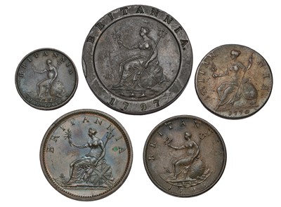 Lot 85 - 5x George III Copper Coins, to include;...