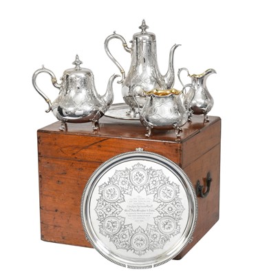 Lot 2272 - A Four-Piece Victorian Silver Tea and Coffee-Service With Two Salvers En Suite