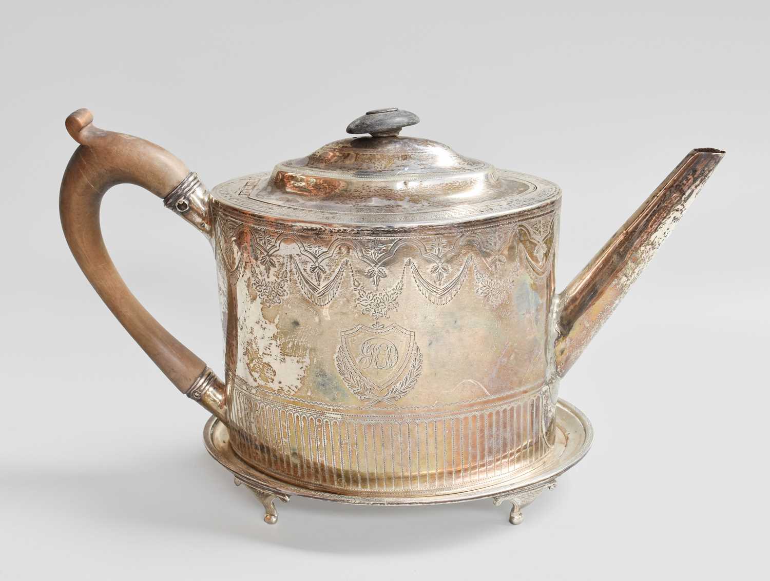 Lot 12 - A George III Silver Teapot and Stand, by...