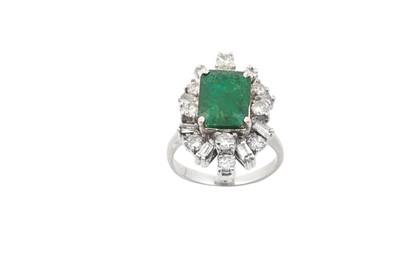 Lot 2206 - An Emerald and Diamond Cluster Ring the...