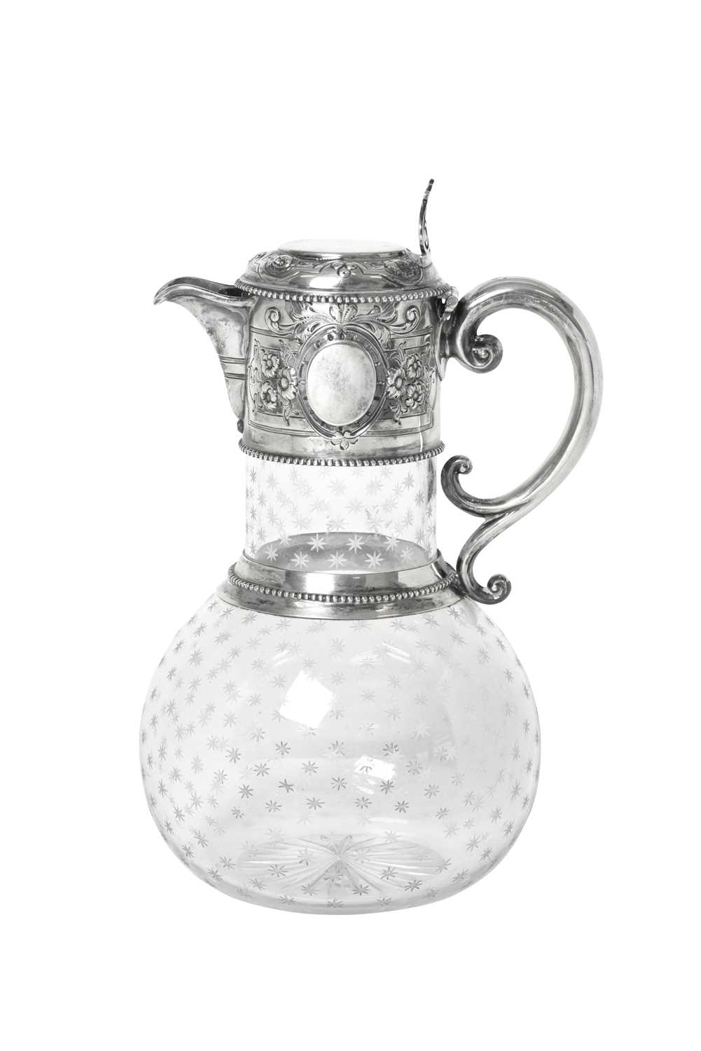 Lot 2267 - A Victorian Silver-Mounted Engraved-Glass Claret-Jug