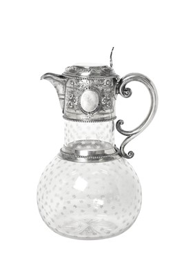 Lot 2267 - A Victorian Silver-Mounted Engraved-Glass Claret-Jug