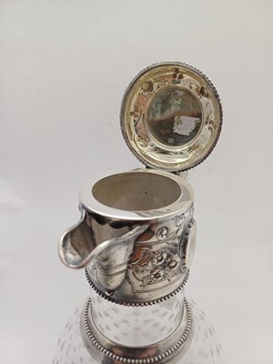 Lot 2267 - A Victorian Silver-Mounted Engraved-Glass Claret-Jug