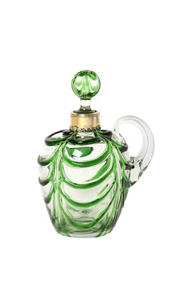 Lot 2234 - An American Silver-Gilt Mounted Green Overay Glass Decanter