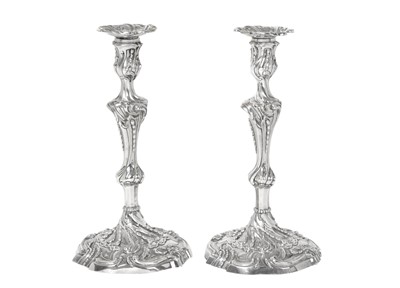 Lot A Pair of George III Silver Candlesticks