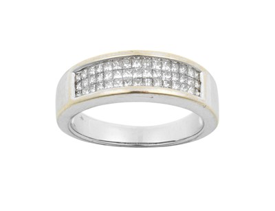 Lot 2025 - An 18 Carat White Gold Diamond Half Hoop Ring,...