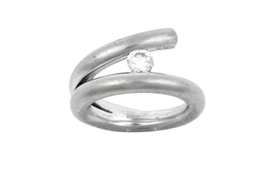 Lot 2072 - An 18 Carat White Gold Diamond Crossover Ring...
