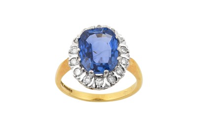 Lot 2292 - An 18 Carat Gold Sapphire and Diamond Cluster...