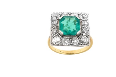 Lot 2254 - An Emerald and Diamond Cluster Ring the...