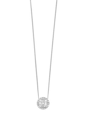 Lot 2014 - A Diamond Cluster Pendant on Chain the central...