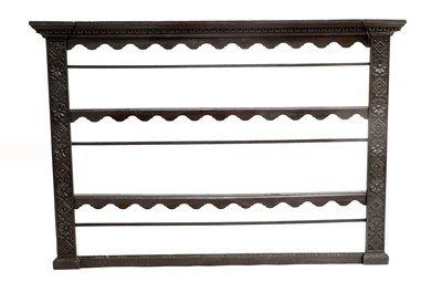 Lot 1271 - A 18th Century Carved Oak Plate Rack, 165cm,...