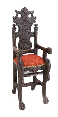 Lot 728 - A Victorian Carved Oak Child's High-Chair,...