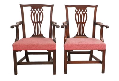 Lot 1174 - A Pair of George III Mahogany Open Armchairs