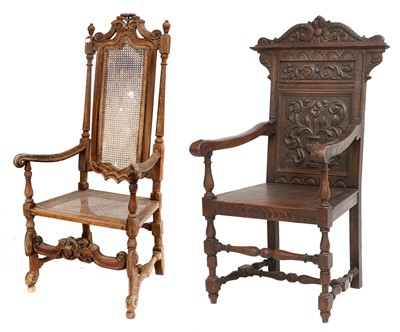 Lot 1307 - A 17th Century Style Wainscot Chair, together...