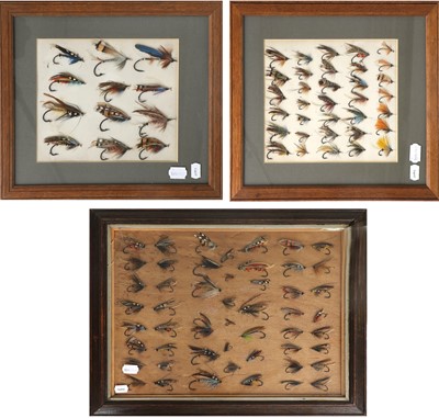 Lot 3156 - Three Framed Displays of Gut Eyed Salmon Flies