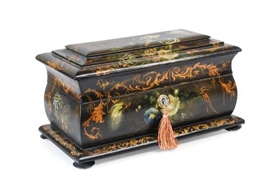 Lot 257 - An Early Victorian Papier Mache Tea Caddy, of...