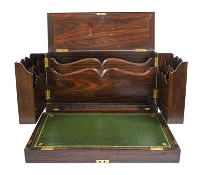 Lot 259 - A Brass-Bound Rosewood Travelling Writing Box,...