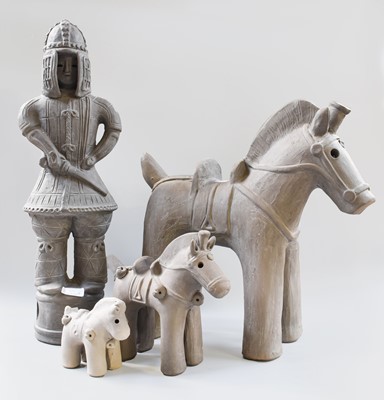 Lot 301 - Nine Graduated Pottery Horses, after 6th...