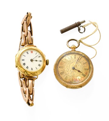 Lot 450 - A Lady's 18 Carat Gold Enamel Dial Wristwatch,...