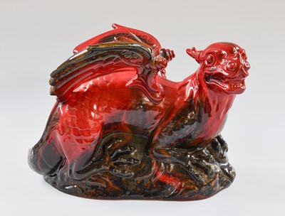 Lot 312 - A Royal Doulton Flambé Veined Dragon, modelled...