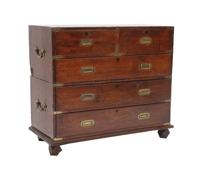 Lot 395 - A Mahogany and Brass-Bound Campaign Chest, mid...