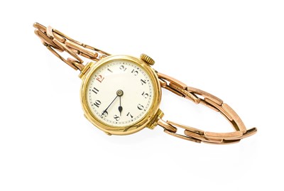 Lot 463 - A Lady's 15 Carat Gold Enamel Dial Wristwatch,...