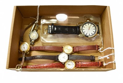 Lot 478 - A Lady's 18 Carat Gold Enamel Dial Wristwatch,...